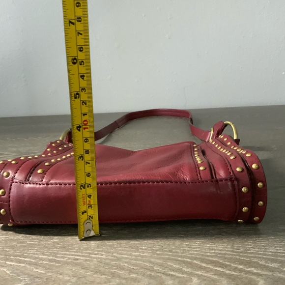 orYany Maroon Pebbled Leather Studded Crossbody - Picture 12 of 12